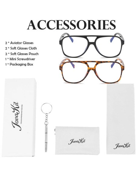 Gafas Aviador JOVAKIT Unisex Lentes Claros Diseño Retro