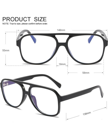 Gafas Aviador JOVAKIT Unisex Lentes Claros Diseño Retro