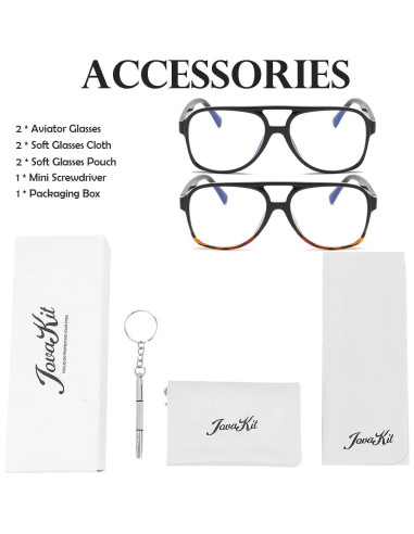 Gafas Aviador JOVAKIT Unisex Lentes Claros Diseño Retro