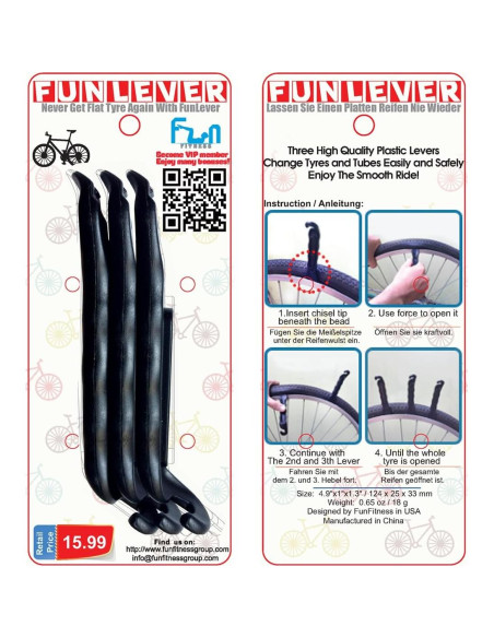 Palanca de Neumático de Bicicleta FunFitness - Juego de 3