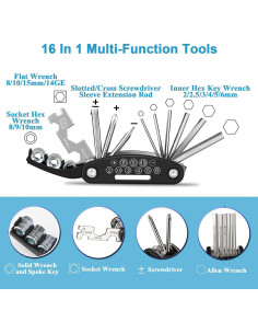 Kit de Herramientas para Bicicletas Kitbest 16 en 1 con Bomba 120 PSI 2
