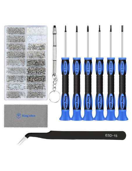 Kit de Reparación de Gafas Kingsdun con 1200 Tornillos