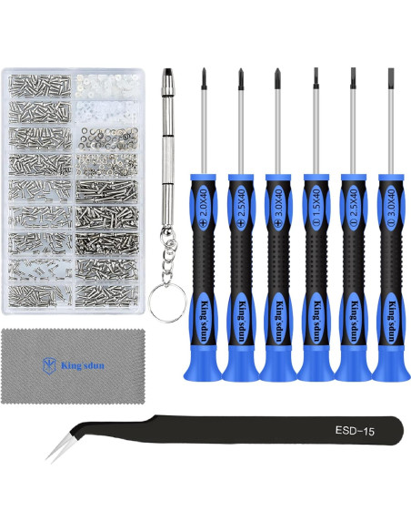 Kit de Reparación de Gafas Kingsdun con 1200 Tornillos