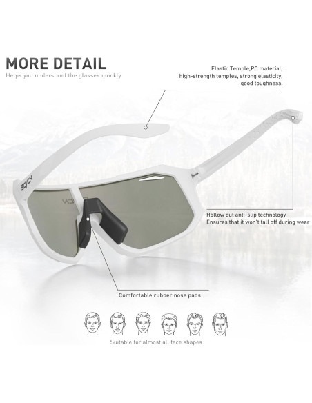 Gafas de Ciclismo SCVCN DZ-S62 UV400 Lentes de Policarbonato