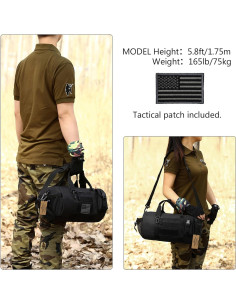 Bolsa Duffle Táctica ArcEnCiel Negra 38.6x19.8x18.8cm 2