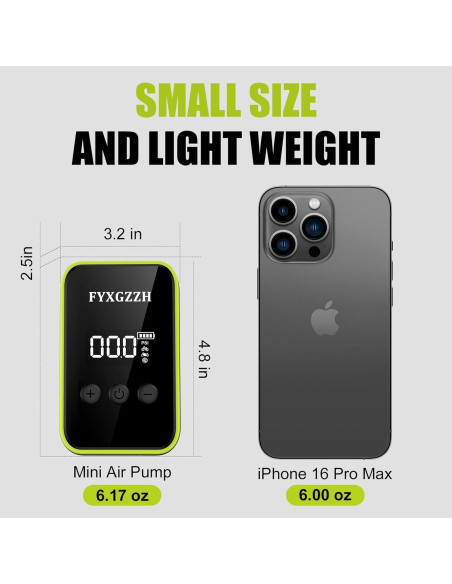 Mini Bomba de Bicicleta Eléctrica FYXGZZH 150 PSI con Manómetro