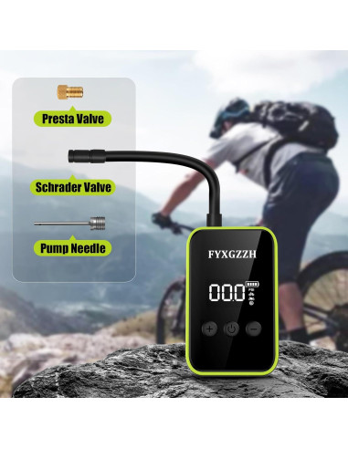 Mini Bomba de Bicicleta Eléctrica FYXGZZH 150 PSI con Manómetro
