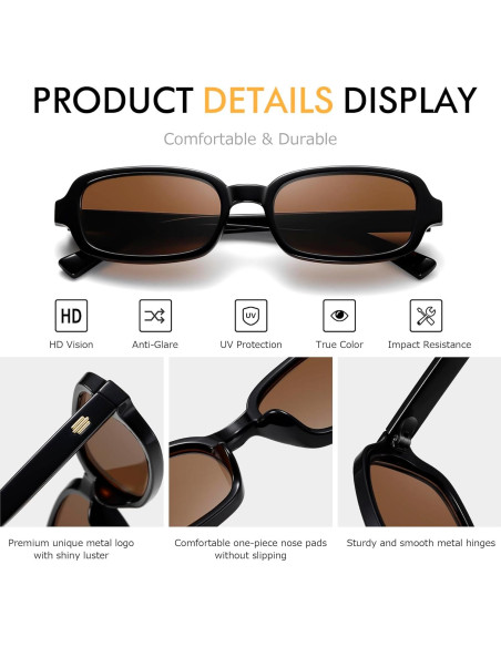 Gafas de sol rectangulares Colrea UV400 para mujeres