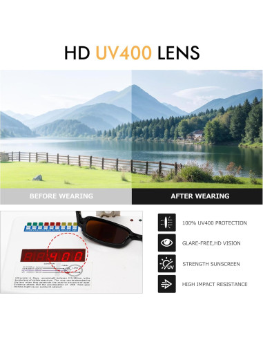 Gafas de sol rectangulares Colrea UV400 para mujeres