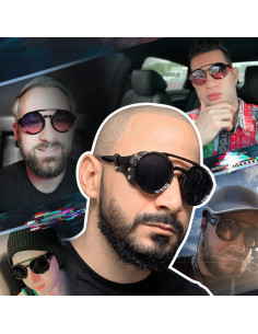 Gafas de Sol Steampunk FEISEDY Retro con Cuero B2532 2