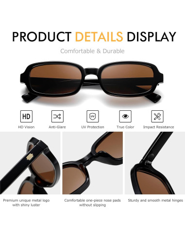 Gafas de sol rectangulares Colrea UV400 para mujeres