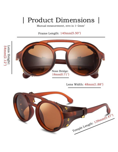 Gafas de Sol Steampunk FEISEDY Retro con Cuero B2532