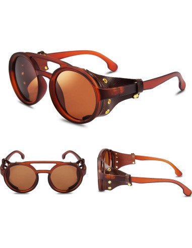 Gafas de Sol Steampunk FEISEDY Retro con Cuero B2532