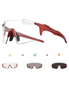 Gafas de Ciclismo Fotochromáticas SCVCN TR90 UV400 Rojo