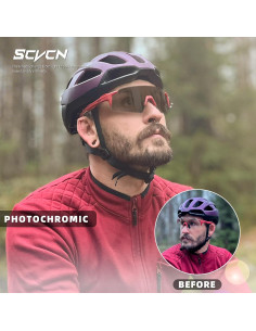 Gafas de Ciclismo Fotochromáticas SCVCN TR90 UV400 Rojo 2