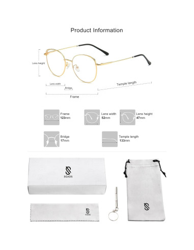 Gafas de luz azul SOJOS Cat Eye para mujer marco metal