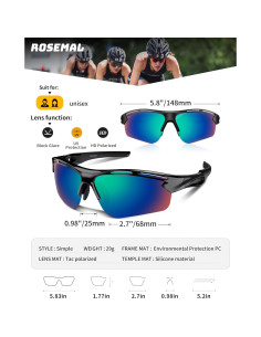 Gafas de sol deportivas Rosemal 7253 UV400 TR90 Verde 2