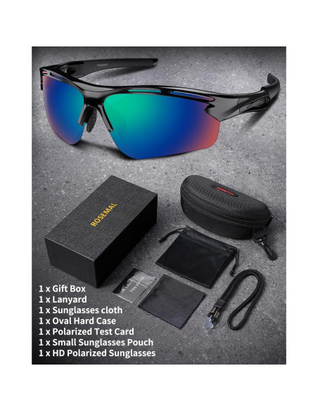 Gafas de sol deportivas Rosemal 7253 UV400 TR90 Verde