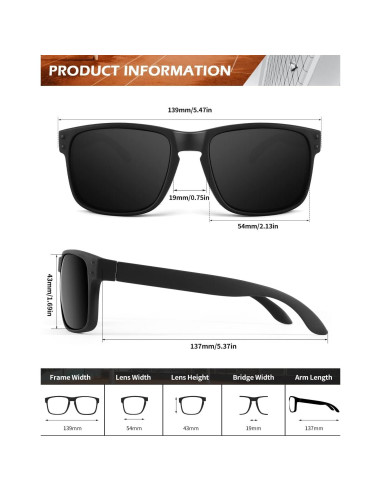 Gafas de Sol Polarizadas KALIYADI Estilo Vintage UV