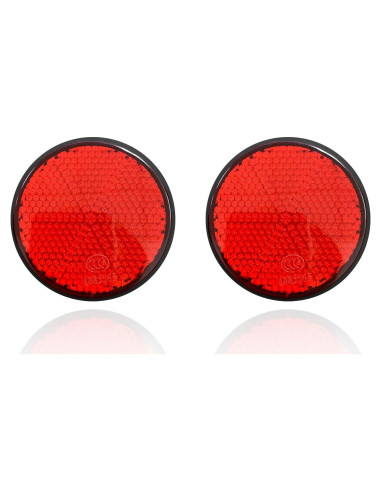 2 Reflectores de Motocicleta Dickno Rojo Redondo 5.6 cm