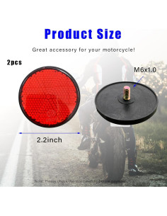 2 Reflectores de Motocicleta Dickno Rojo Redondo 5.6 cm 2