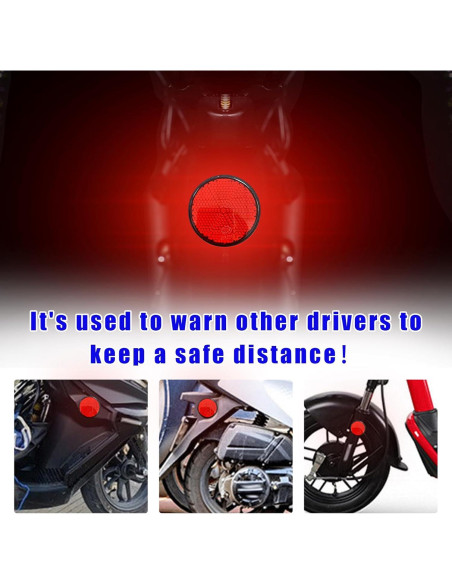 2 Reflectores de Motocicleta Dickno Rojo Redondo 5.6 cm