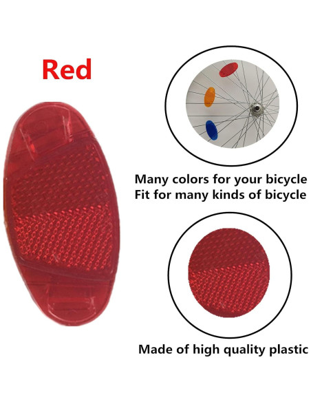 8 Reflectores Ovalados UoYu para Ruedas de Bicicleta Rojo