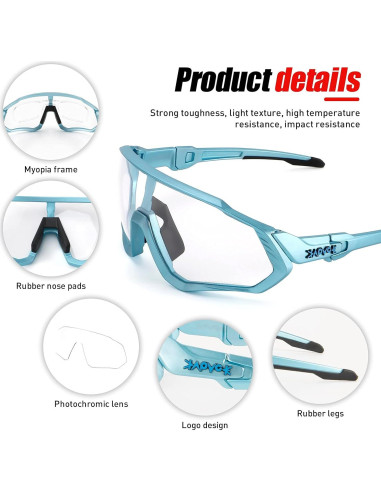 Gafas de Ciclismo KAPVOE Fotoquímicas UV400 para Adultos