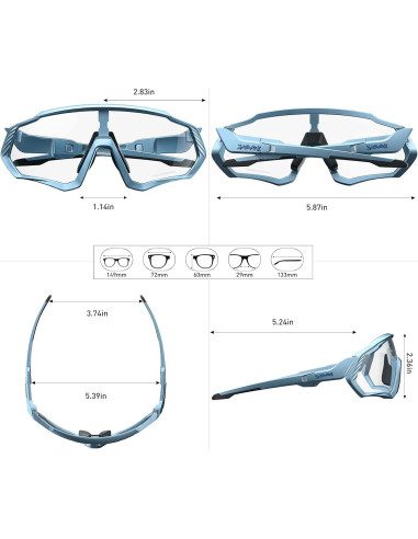 Gafas de Ciclismo KAPVOE Fotoquímicas UV400 para Adultos