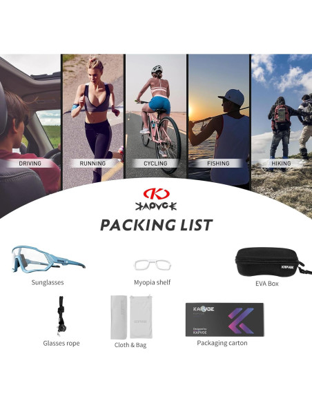 Gafas de Ciclismo KAPVOE Fotoquímicas UV400 para Adultos