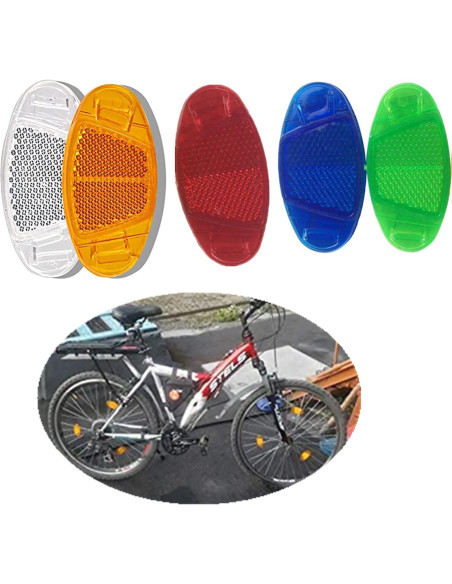 8 Reflectores Ovalados UoYu para Ruedas de Bicicleta Rojo