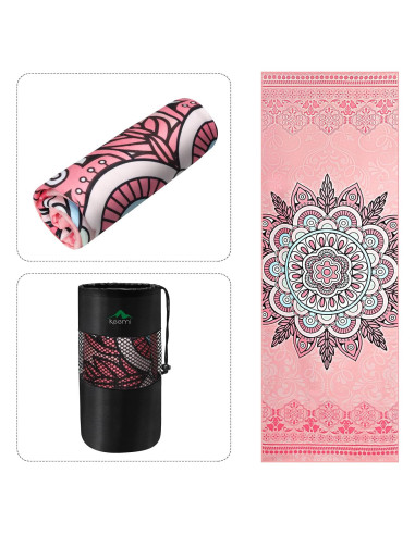 Toalla de Yoga Antideslizante Keemi 185x64cm Mandala Rosa