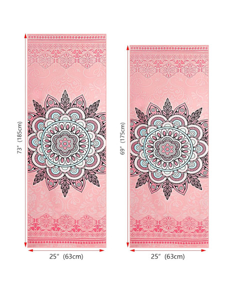 Toalla de Yoga Antideslizante Keemi 185x64cm Mandala Rosa