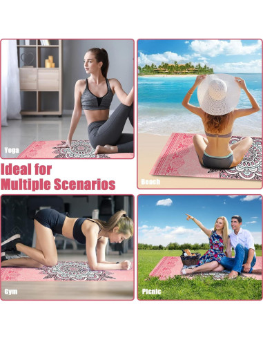 Toalla de Yoga Antideslizante Keemi 185x64cm Mandala Rosa