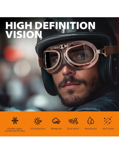 Gafas de Moto DREAMIZER Vintage con Protección UV - Plegables