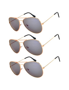 Juego de 3 Gafas de Sol Aviador Metal Color Espejo