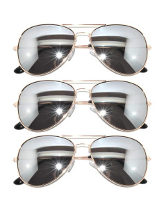 Juego de 3 Gafas de Sol Aviador Metal Color Espejo 2