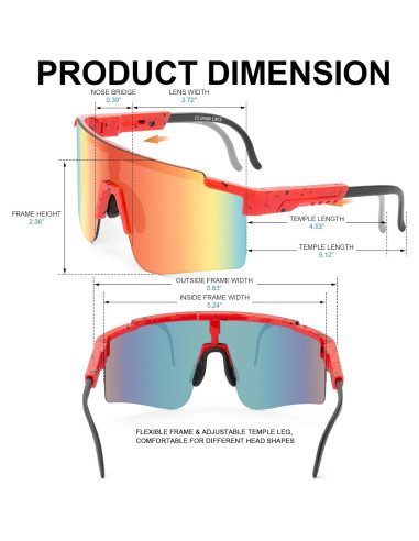 Gafas de Ciclismo Roibeao UV400 Ligeras y Cómodas