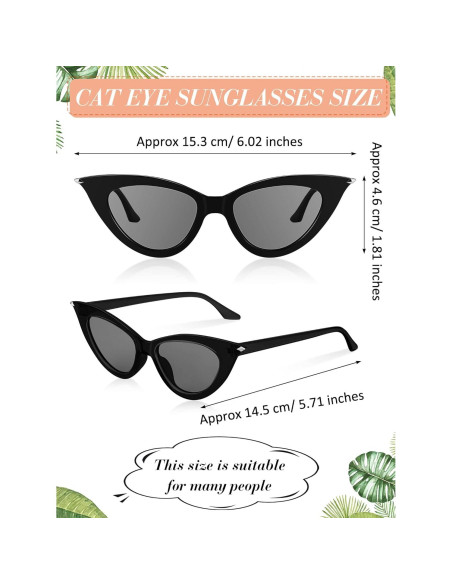 Gafas de Sol Ojo de Gato Leinuosen 8 Pares Vintage Mujeres