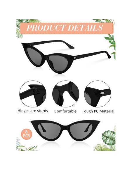 Gafas de Sol Ojo de Gato Leinuosen 8 Pares Vintage Mujeres