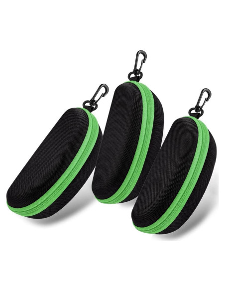 Estuche de Gafas Duro EVA Verde 3 Piezas con Cremallera