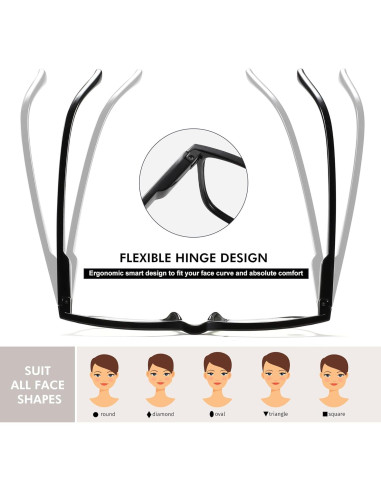 Gafas de Lectura Przene 4 Paquetes Anti Luz Azul 3.0x