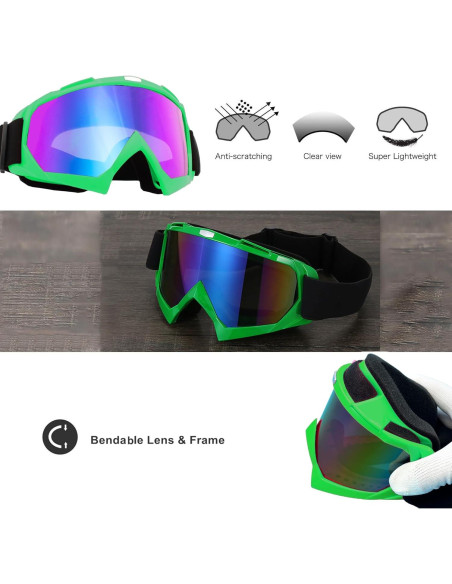 Gafas de Motocicleta LJDJ con Balaclava UV Verde Oscuro