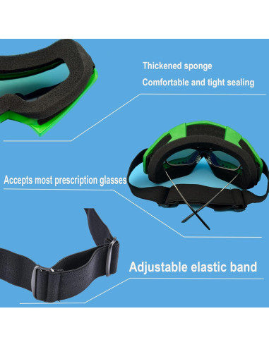 Gafas de Motocicleta LJDJ con Balaclava UV Verde Oscuro