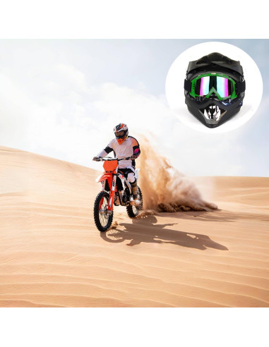 Gafas de Motocicleta LJDJ con Balaclava UV Verde Oscuro