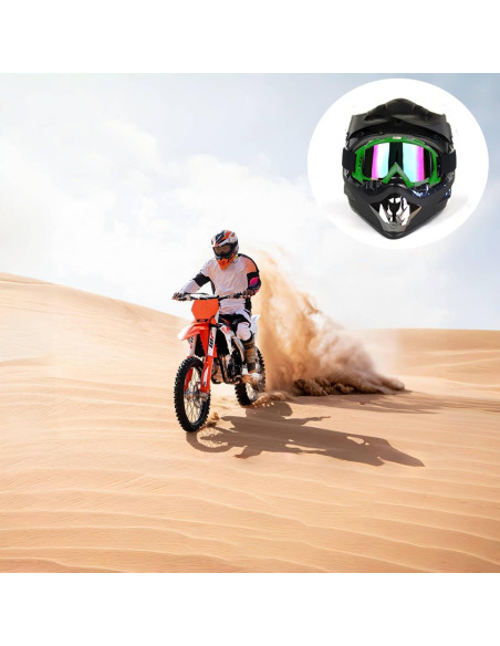 Gafas de Motocicleta LJDJ con Balaclava UV Verde Oscuro