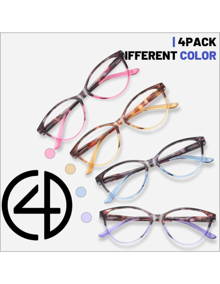 Gafas de Lectura Przene 4 Paquetes Anti Luz Azul Unisex