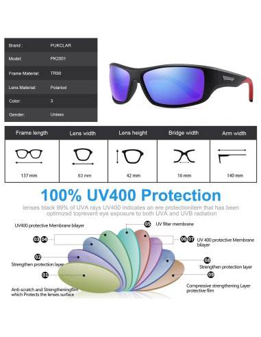 Gafas de sol deportivas PUKCLAR polarizadas UV400 63mm