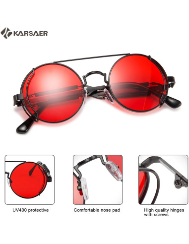 Gafas de sol Karsaer Steampunk Redondas Metal Océano