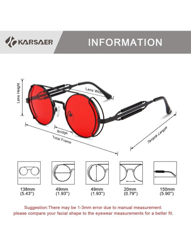 Gafas de sol Karsaer Steampunk Redondas Metal Océano